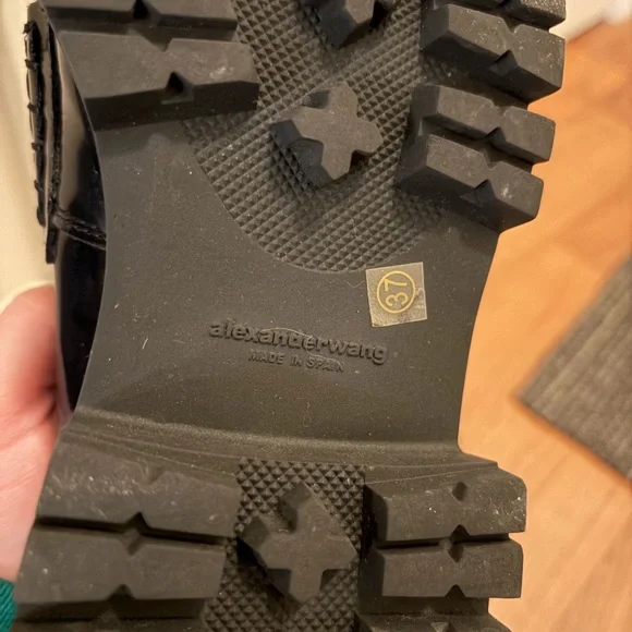 Alexander Wang Black Patent Leather Chunky Loafers with Gold Logo - Picture 4 of 5